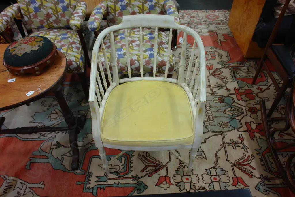 WHITE FAUX BAMBOO ARMCHAIR Image 1++