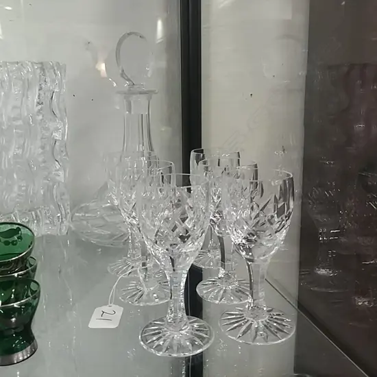 BRIERLEY CRYSTAL SHIPS DECANTER & 6 GLASSES