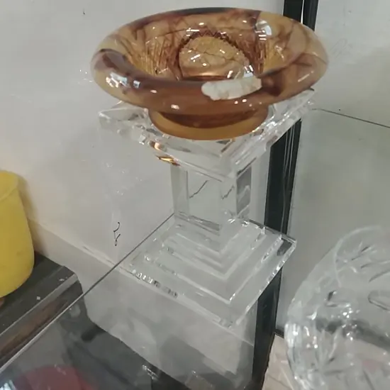 WATERFORD GLASS STAND + GLASS BOWL 