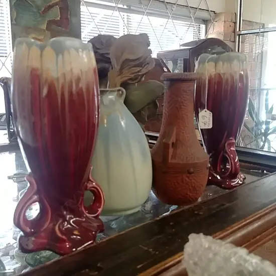 3 BELGIUM POTTERY VASES & ONE OTHER