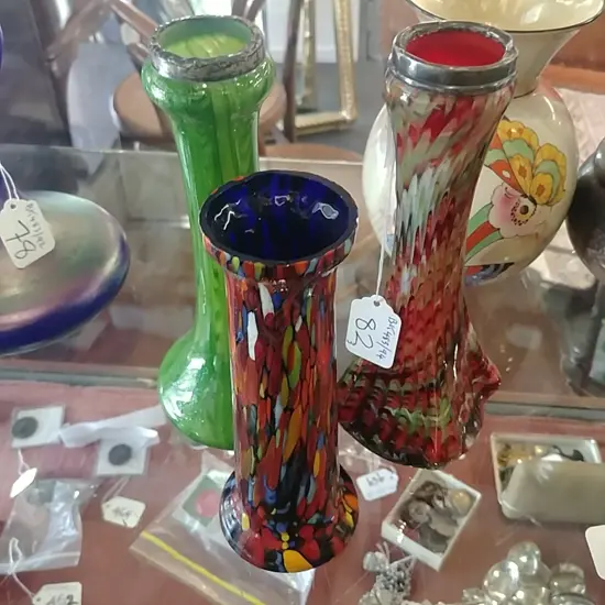 3 ART GLASSVASES