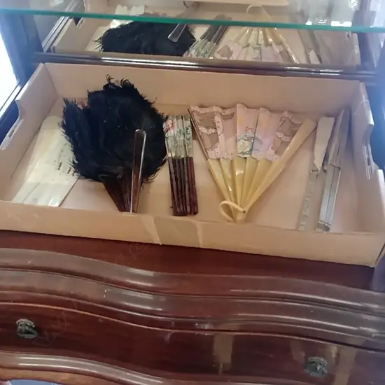 TRAY OF 5 ANTIQUE FANS AF