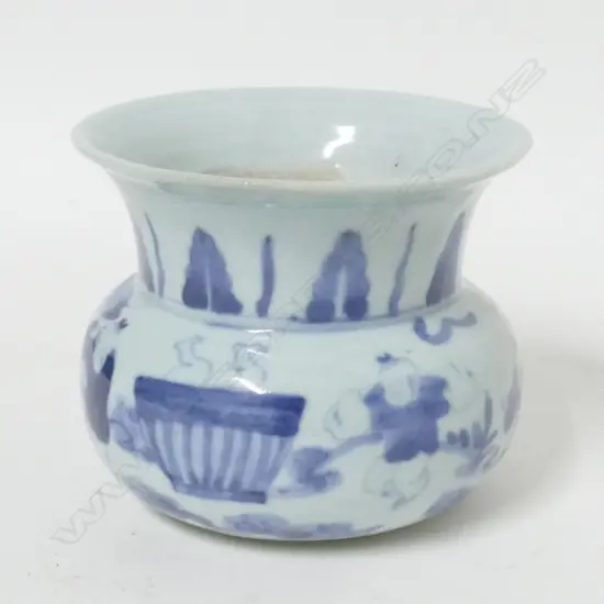 A Chinese porcelain Ming style squat circular vase