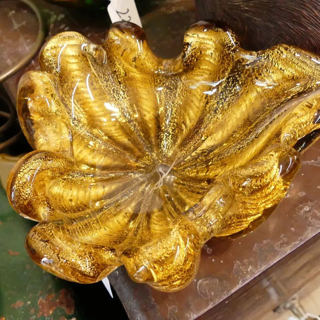MURANO GOLD ART GLASS DISH Image 1++