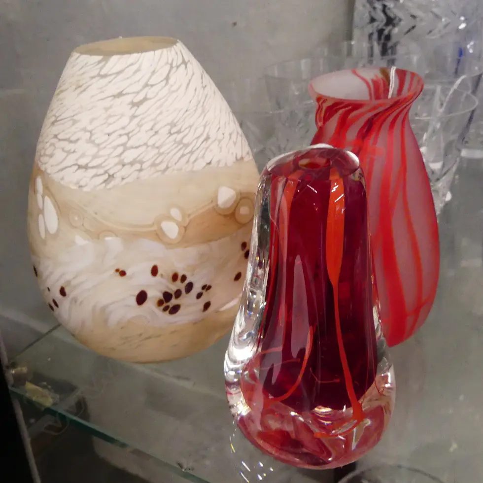 2 LAVA GLASS VASES + 1 OTHER(SIGNED)  Image 1++