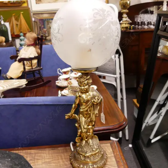 BRASS CUPID LAMP