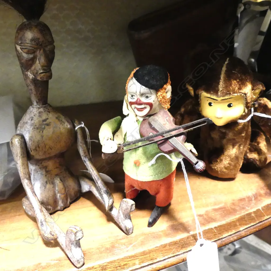 VINTAGE MONKEY & CLOWN WINDUP TOYS, + FETISH DOLL Image 1++