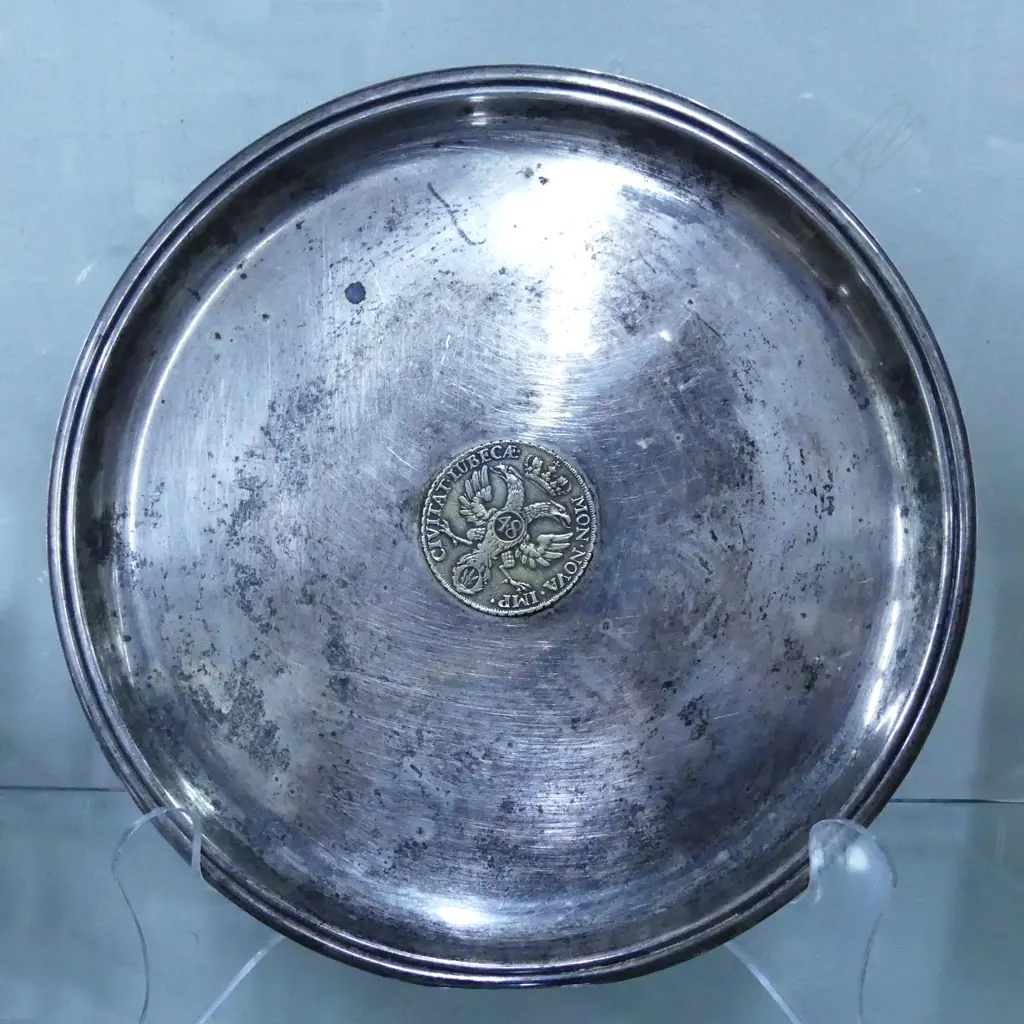CONT. SILVER GERMAN COIN TRAY - STAMPED Image 1++