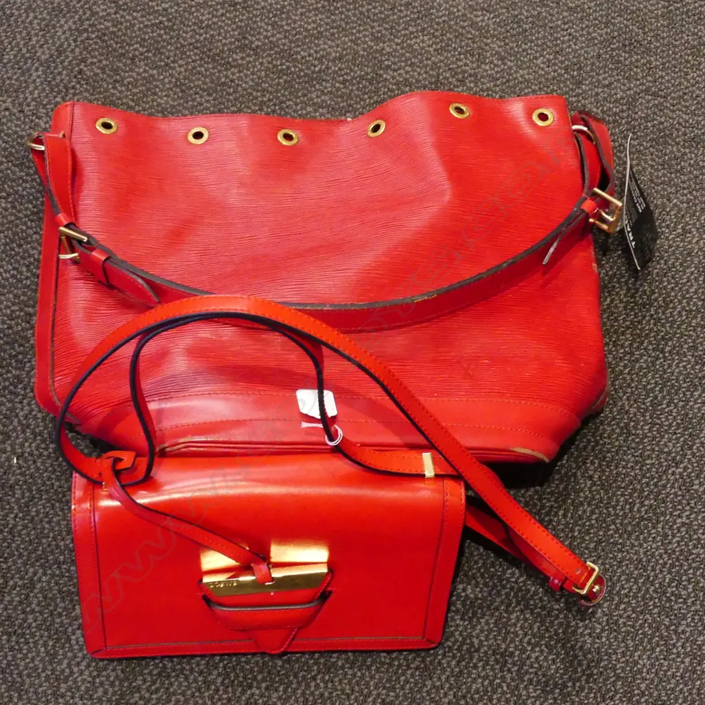 LOUIS VUITTON LABELLED BAG & RED HANDBAG Image 1++