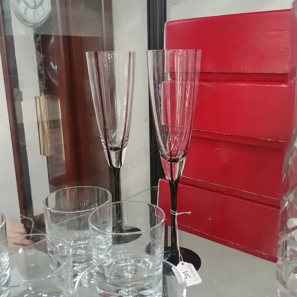 SET 7 BOHEMIA CRYSTAL CHAMP FLUTES (BOXED) Image 1++