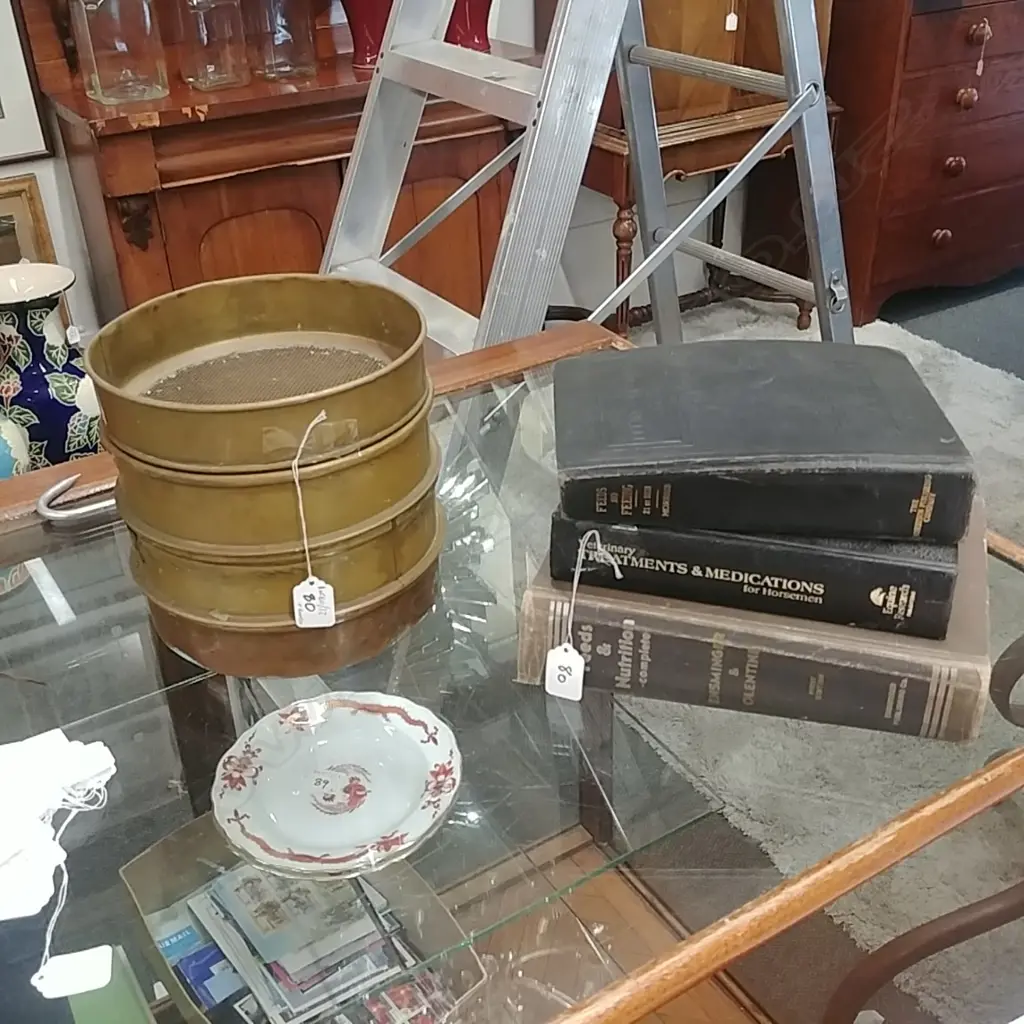 BRASS SIEVE + FEEDS BOOKS Image 1++