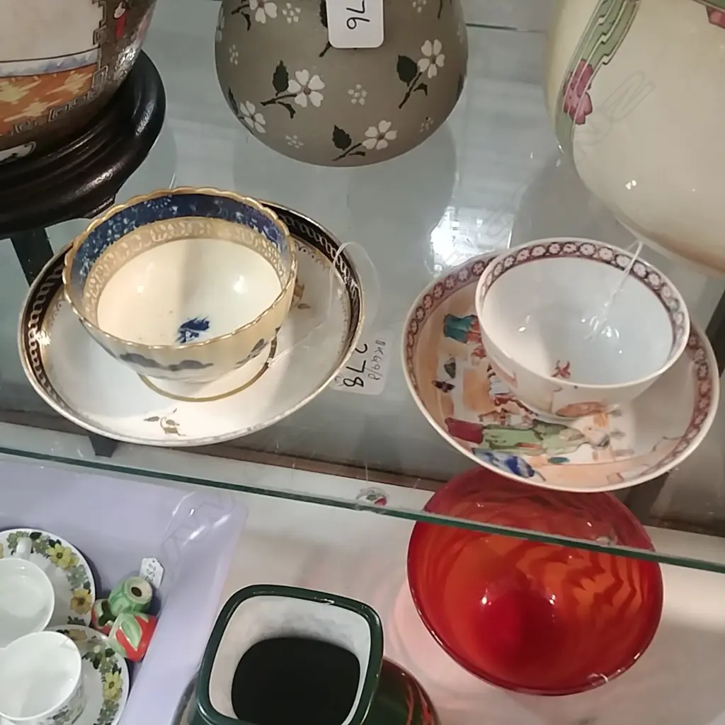18THC CAUGHLEY TEA BOWL +SAUCER Image 1++