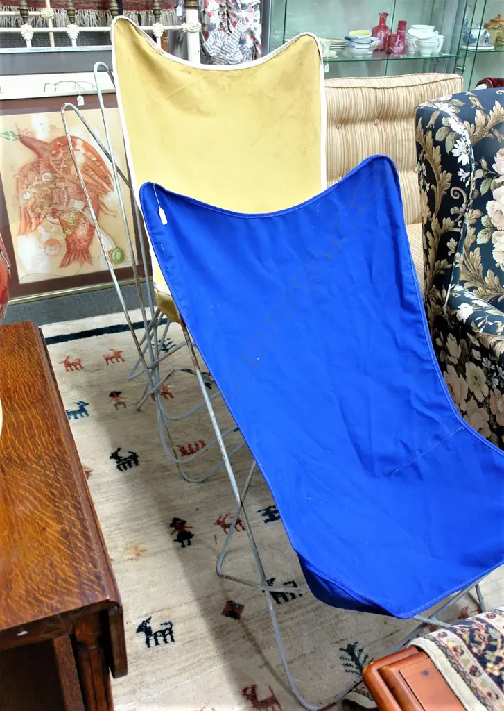 4 VINTAGE BUTTERFLY CHAIRS 2 CANVAS COVERS Image 1++