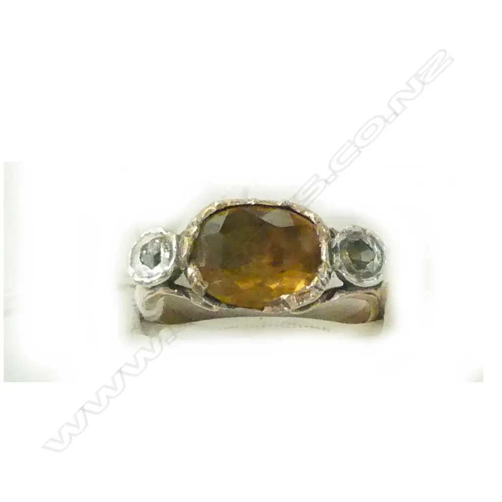 GEORGIAN GOLD & SILVER TOPAZ & DIAMOND RING Image 1++