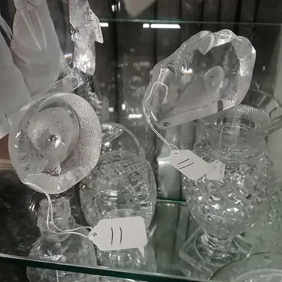 MATTS JONASSON SEAL  & OWL GLASS ORNS