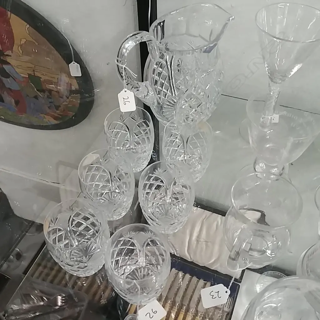 ROYAL BRIERLY CRYSTAL JUG & 6 TUMBLERS Image 1++