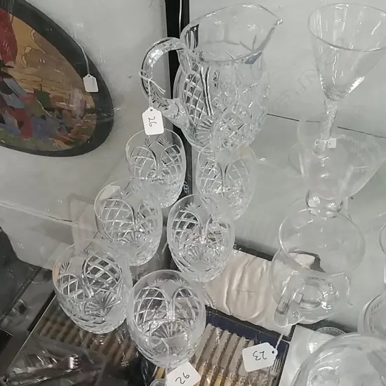 ROYAL BRIERLY CRYSTAL JUG & 6 TUMBLERS