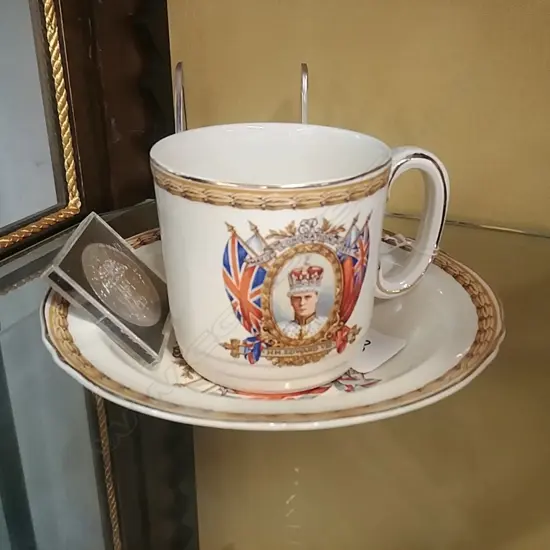 CORONATION MUG & SAUCER + CORONATION COIN IN CASE