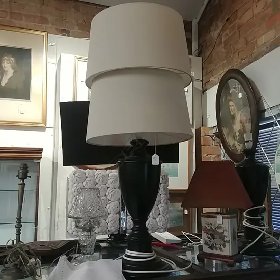 PR OF EBONISED TABLE LAMPS