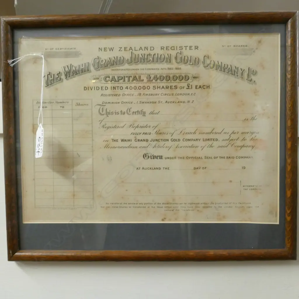 RAILWAY DEBENTURE & MINING CERT WAIHI Image 1++