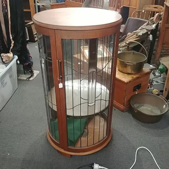1920'S CIRCULAR LEADLITE CHINA CABINET