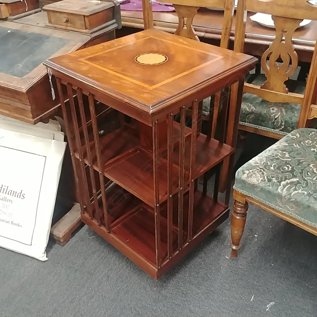 SHERATON REVIVAL INLAID REVOLVING BOOKCASE Image 1++