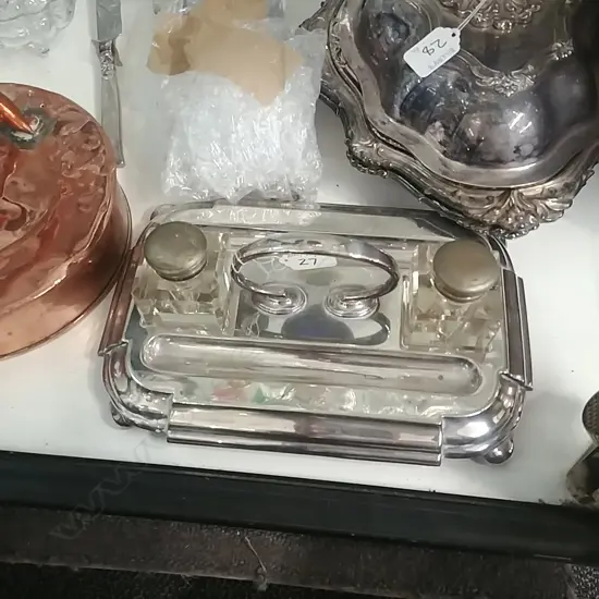 DESK SET WITH 2 INKWELLS