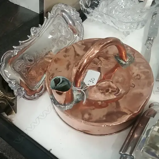 FLAT COPPER KETTLE & SML EP TRAY