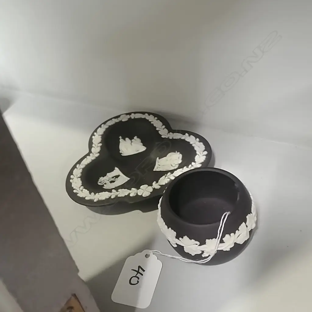 W/WOOD J/W BLACK PIN TRAY+POT Image 1++