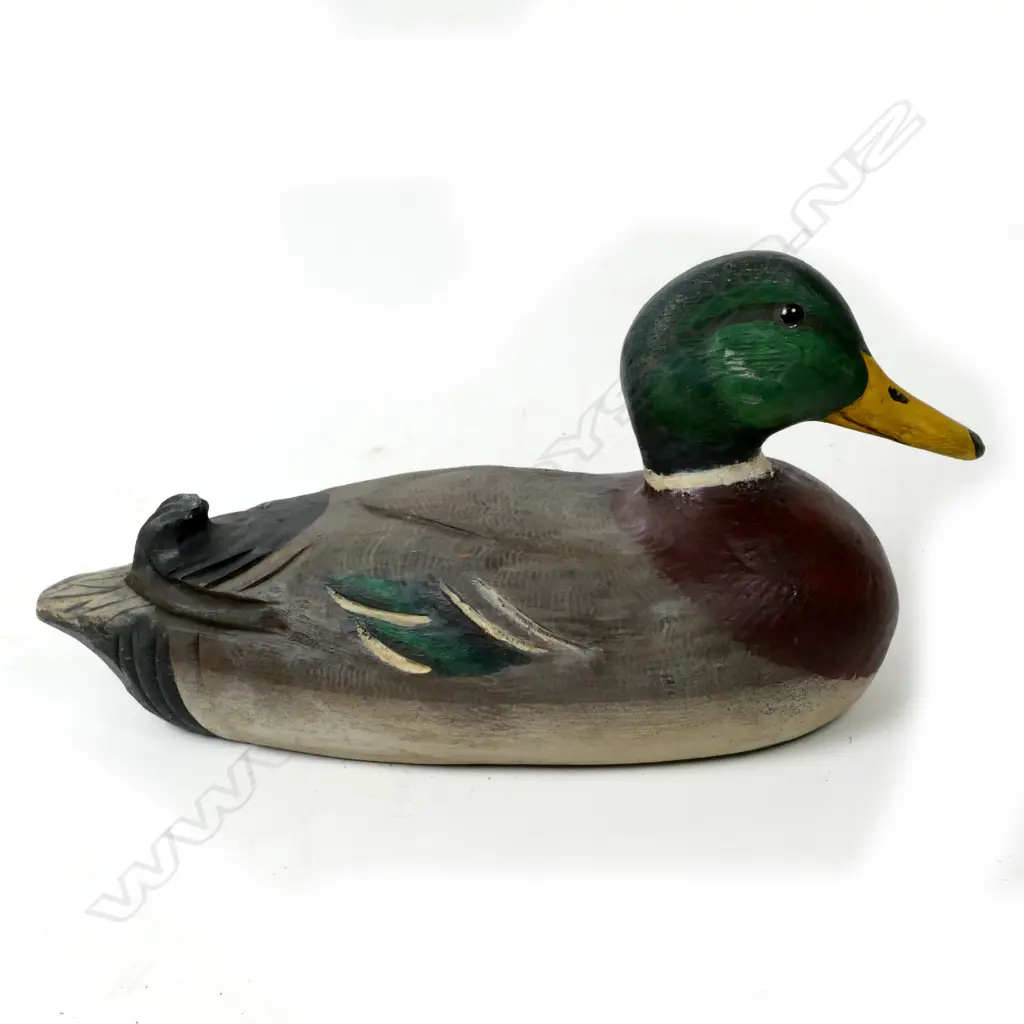 A large hand carved mallard drake duck decoy Image 1++