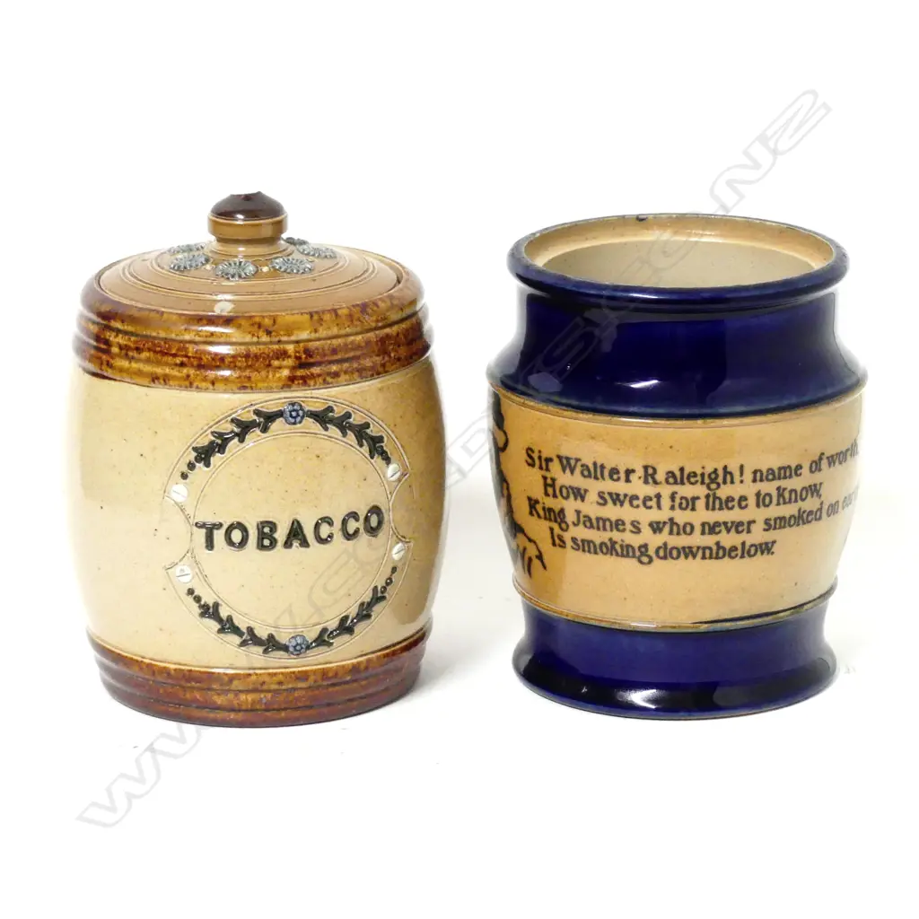Two Doulton Lambeth tobacco humidors Image 1++