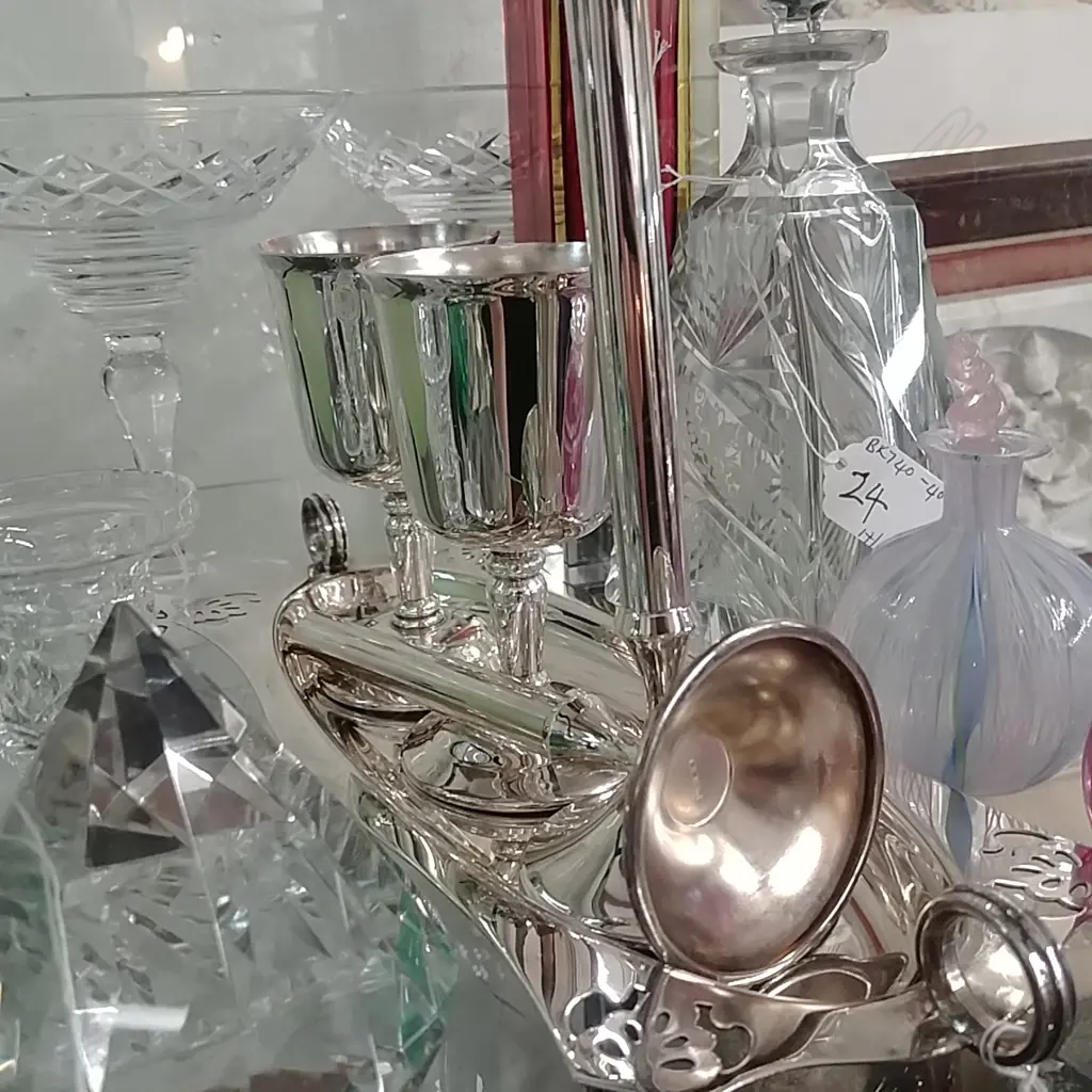 EPNS TRAY, GOBLETS & BUD VASES  Image 1++