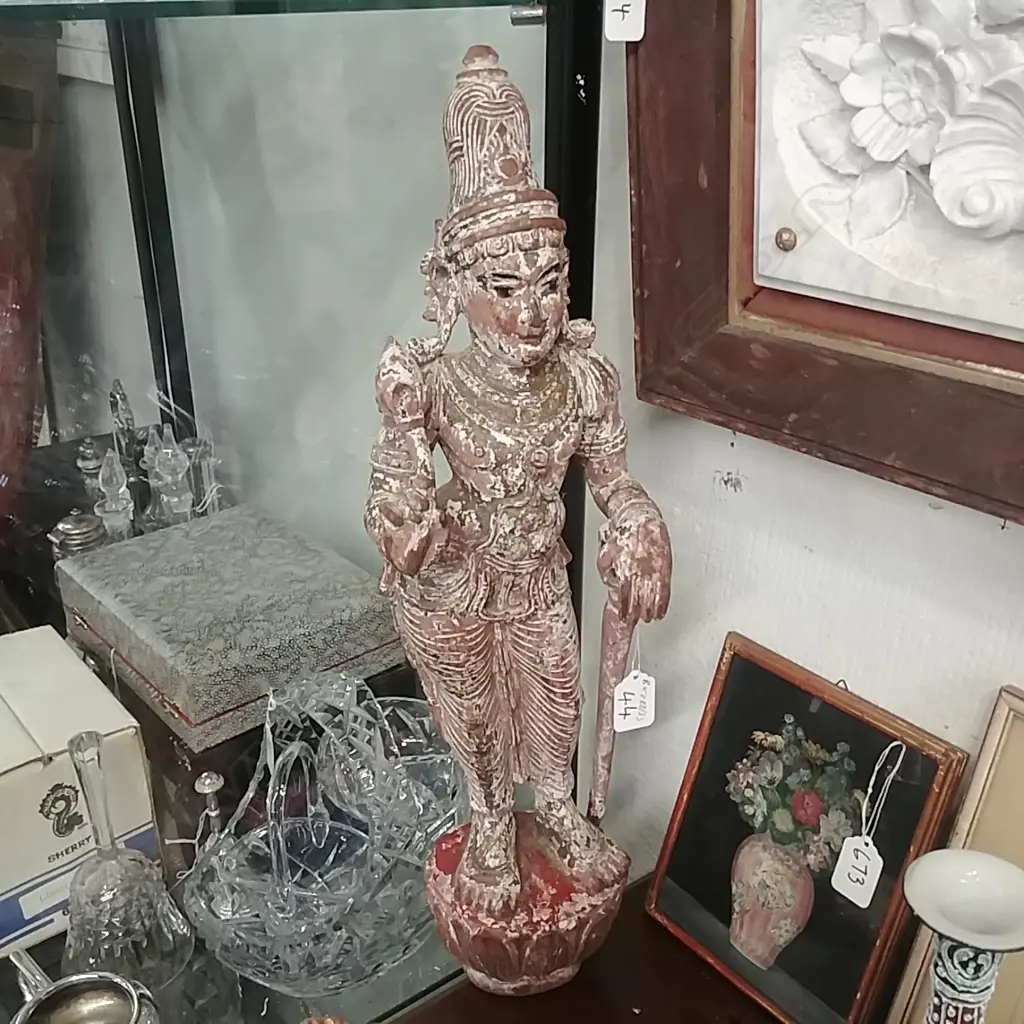 CARVED WOODEN FIGURE OF SHIVA Image 1++