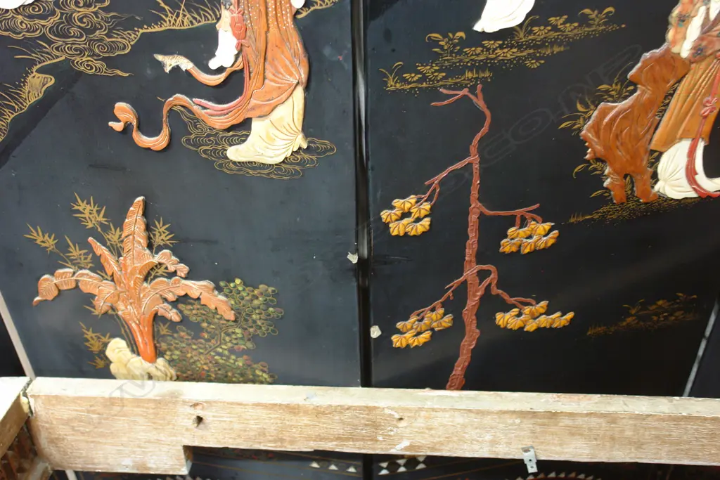 JAPANESE BLACK LACQUER SCREEN Image 1++