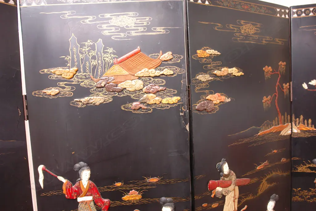 JAPANESE BLACK LACQUER SCREEN Image 1++