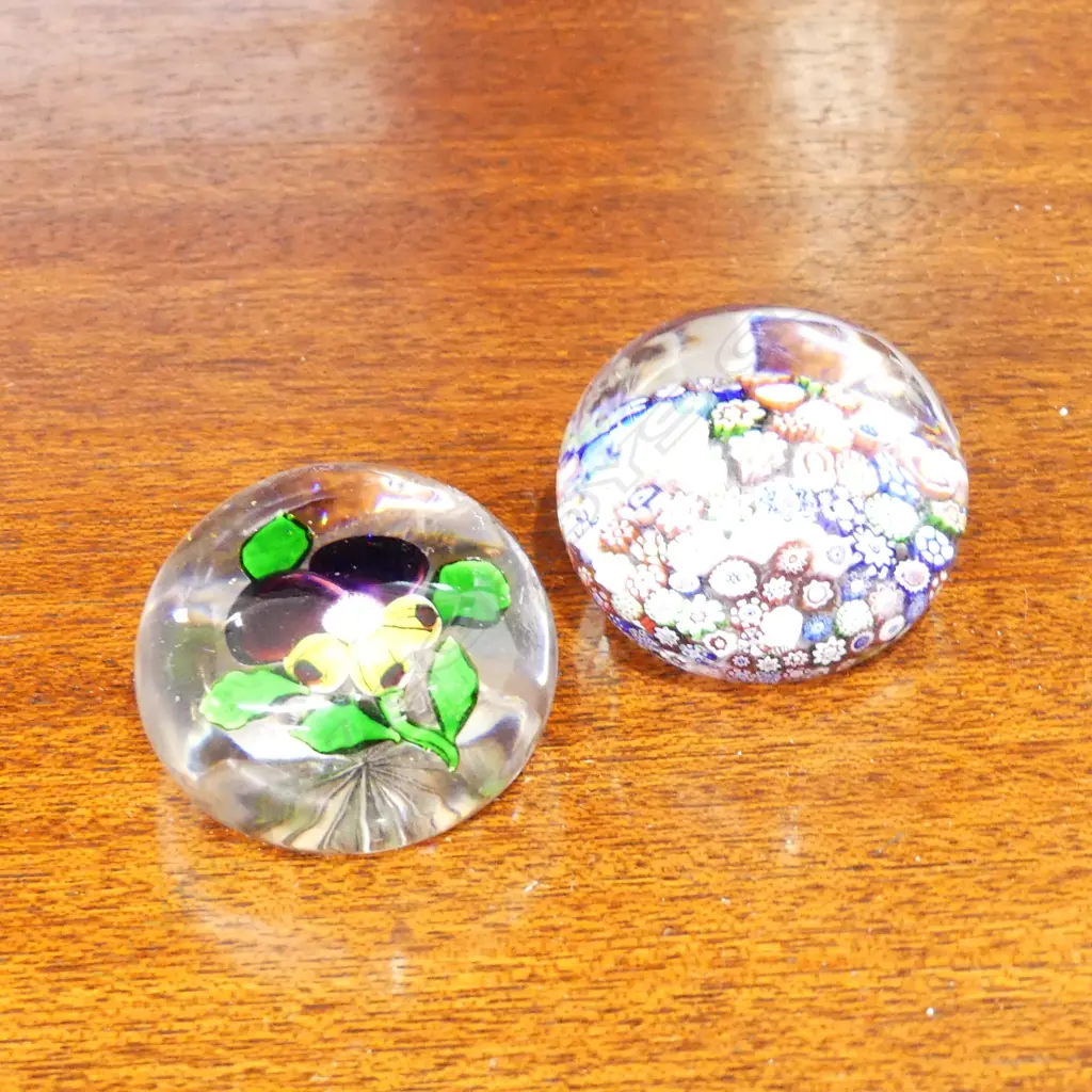 2 MILLEFIORI GLASS PAPER WEIGHTS Image 1++