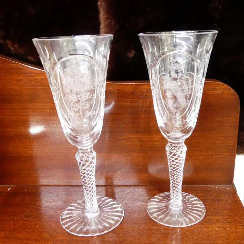 TWO CASED R.D CRYSTAL COMMEMORATIVE WINE GLASSES Image 1++