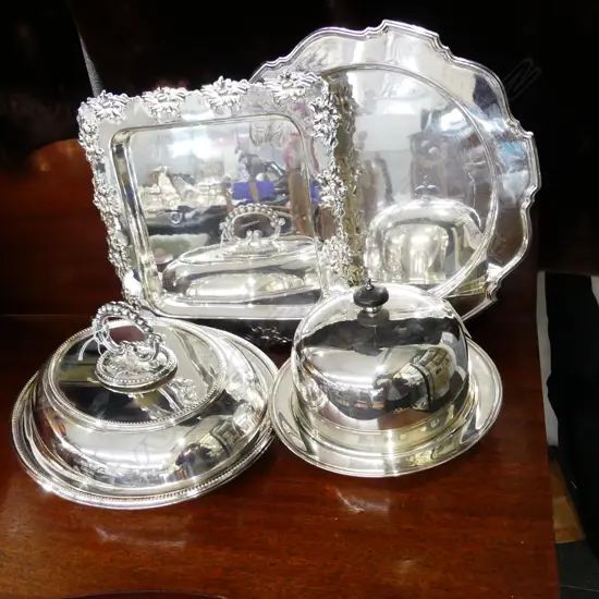 2 EPNS TRAYS MUFFIN DISH & ENTREE DISH 