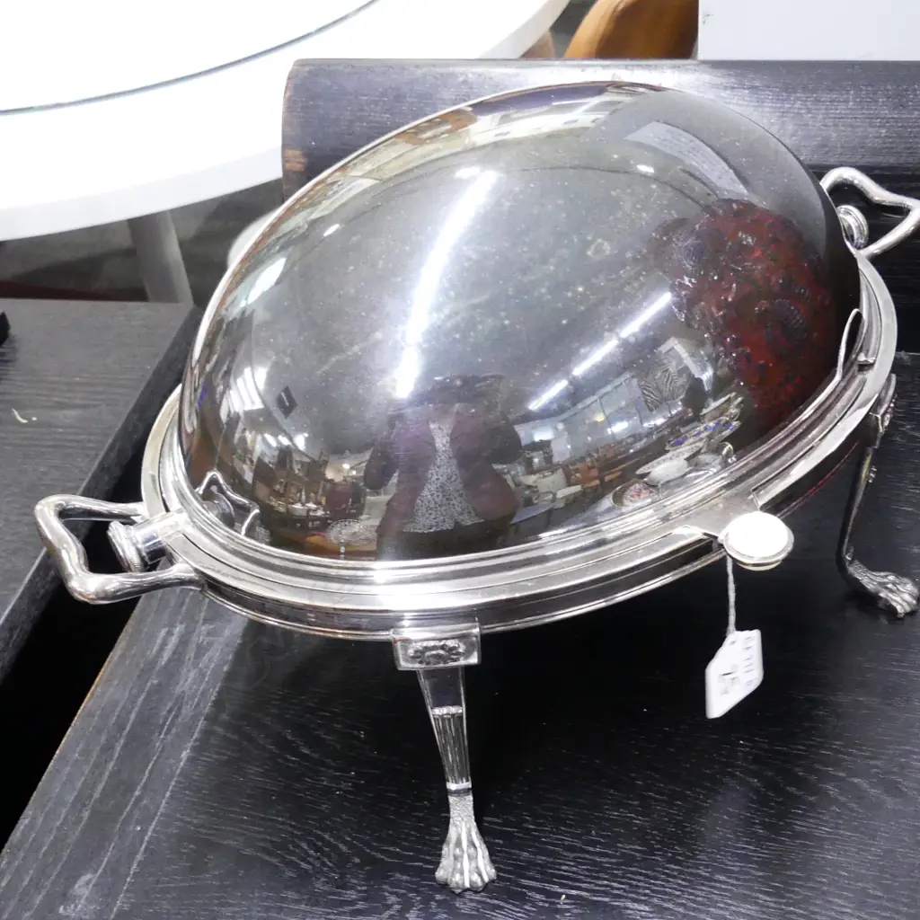 VINT. S/PLATE BACON TUREEN REVOLVING LID Image 1++