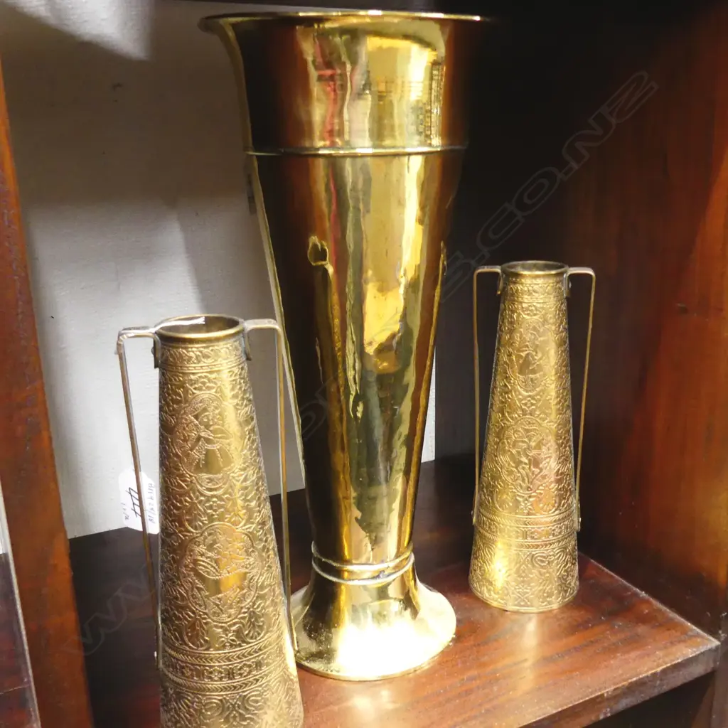 TALL BRASS VASE & SMALLER PR Image 1++
