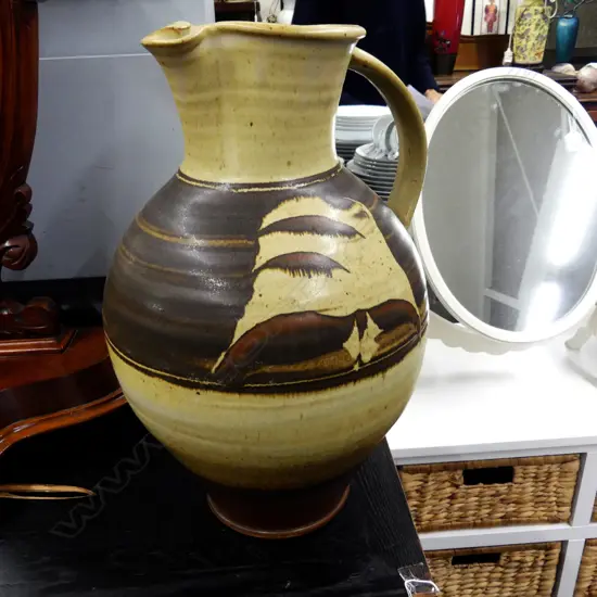 WAYNE PORTEOUS LGE NZ POTTERY JUG WAX RESIST