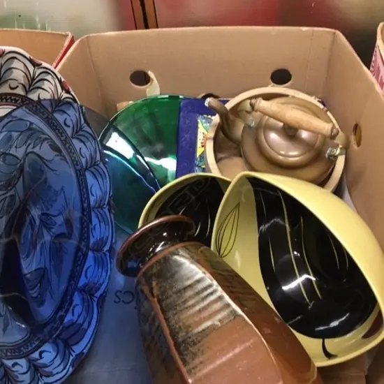 LOT DANISH BOWLS/.GLASS/KETTLE ETC