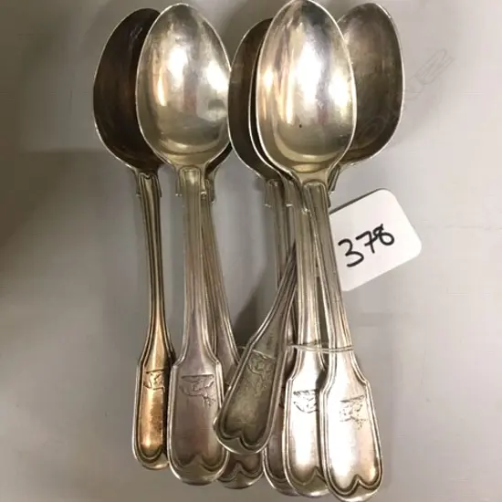 SET 7 WMIV SILVER TEASPOONS FIDDLE & THREAD 199GMS