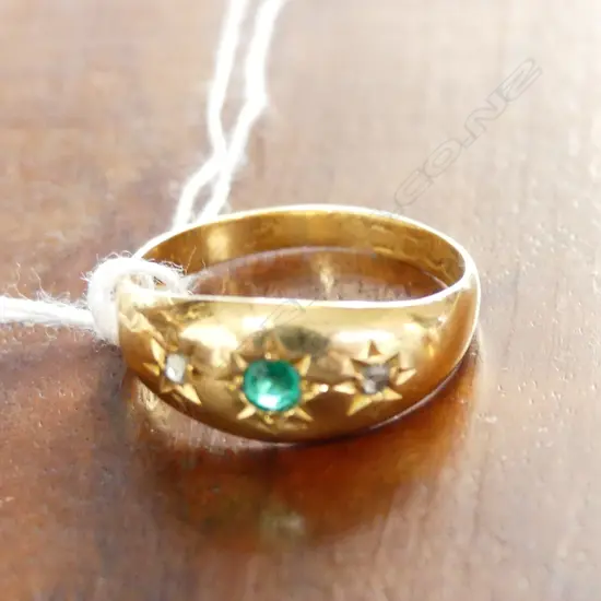 15CT EMERALD & DIAMOND GYPSY RING C1910 