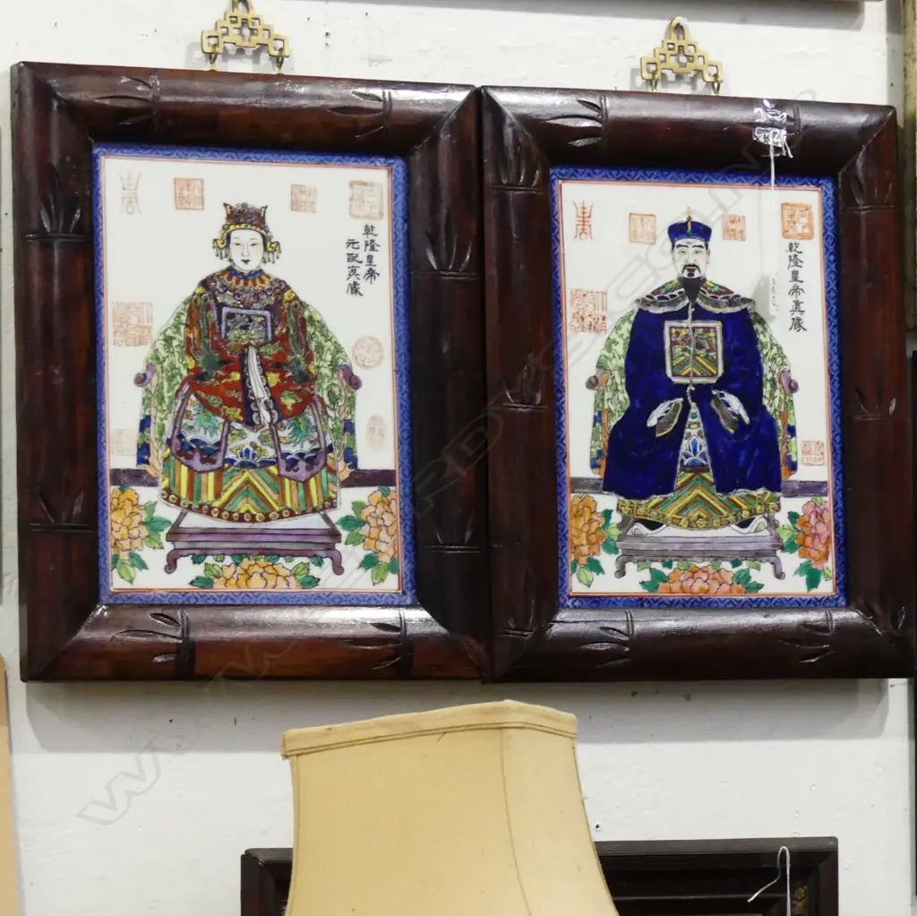 2 FRAMED CHINESE TILES  Image 1++