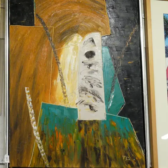 ABSTRACT OIL ON CANVAS SIGNED T.B.