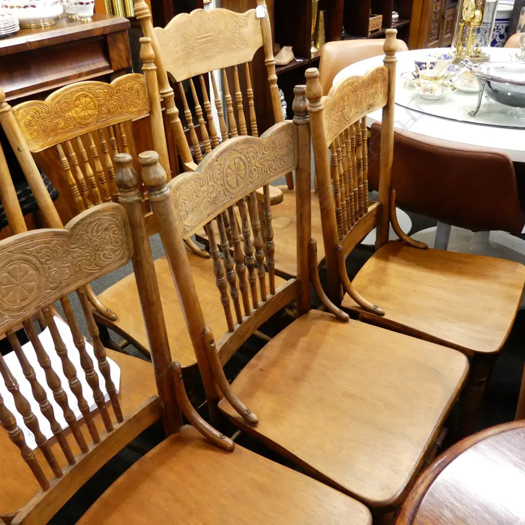 SET OF EIGHT CANADIAN SPINDLE BACK CHAIRS Image 1++
