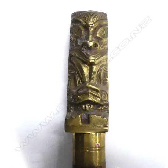 BRASS MAORI WALKING STICK, L.96CM