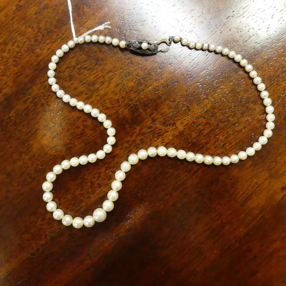 MIKIMOTO PEARL NKLACE(1) & 18CT GOLD PEARL EARRINGS(2) Image 1++