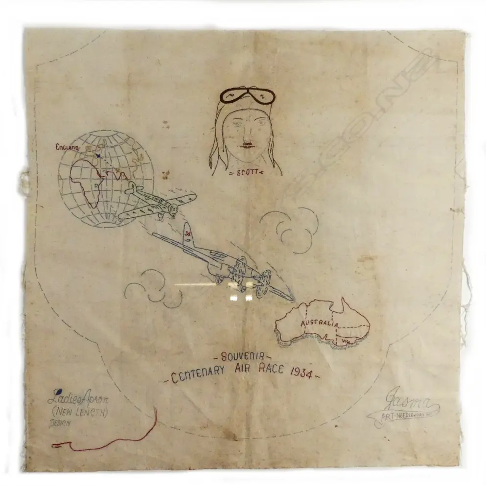 A partially embroidered linen apron Image 1++